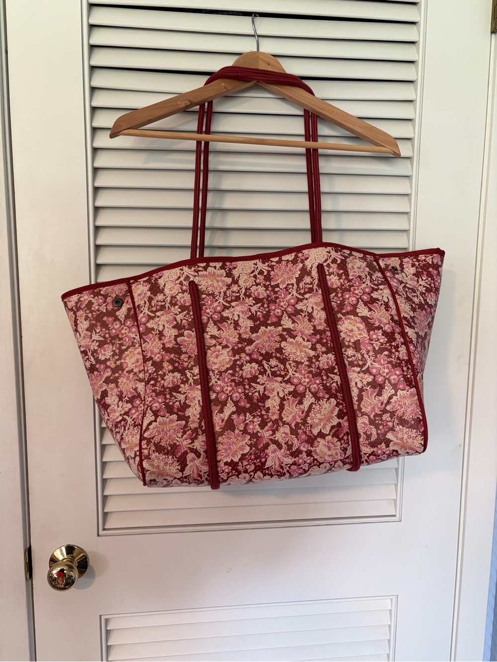 Anthropologie Red Floral Quilted Tote